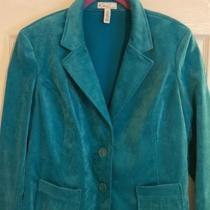 Kim Rogers Jacket SZ 16 . Vintage with shoulder pads. Turquoise.